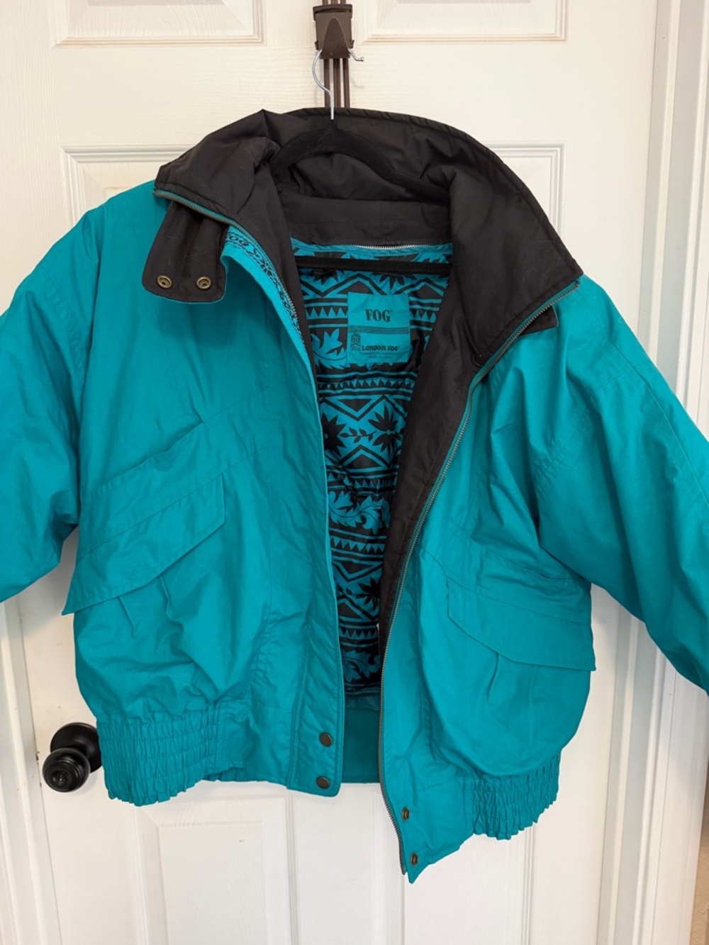 London Fog Teal Puff Jacket with Black Lining